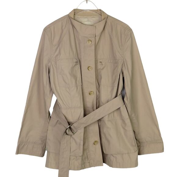 J. Jill Beige Khaki Casual Anorak Jacket with Belt Small Petite - Picture 2 of 6